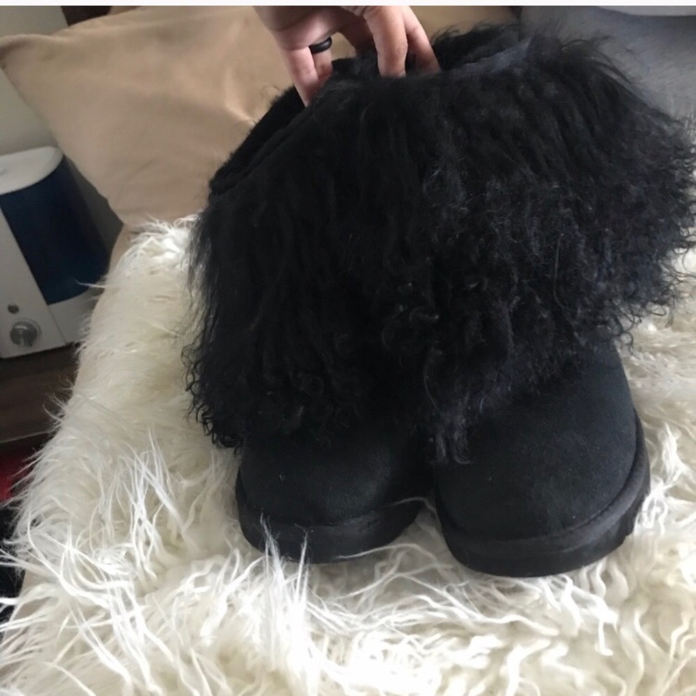 Black Mongolian fur uggs